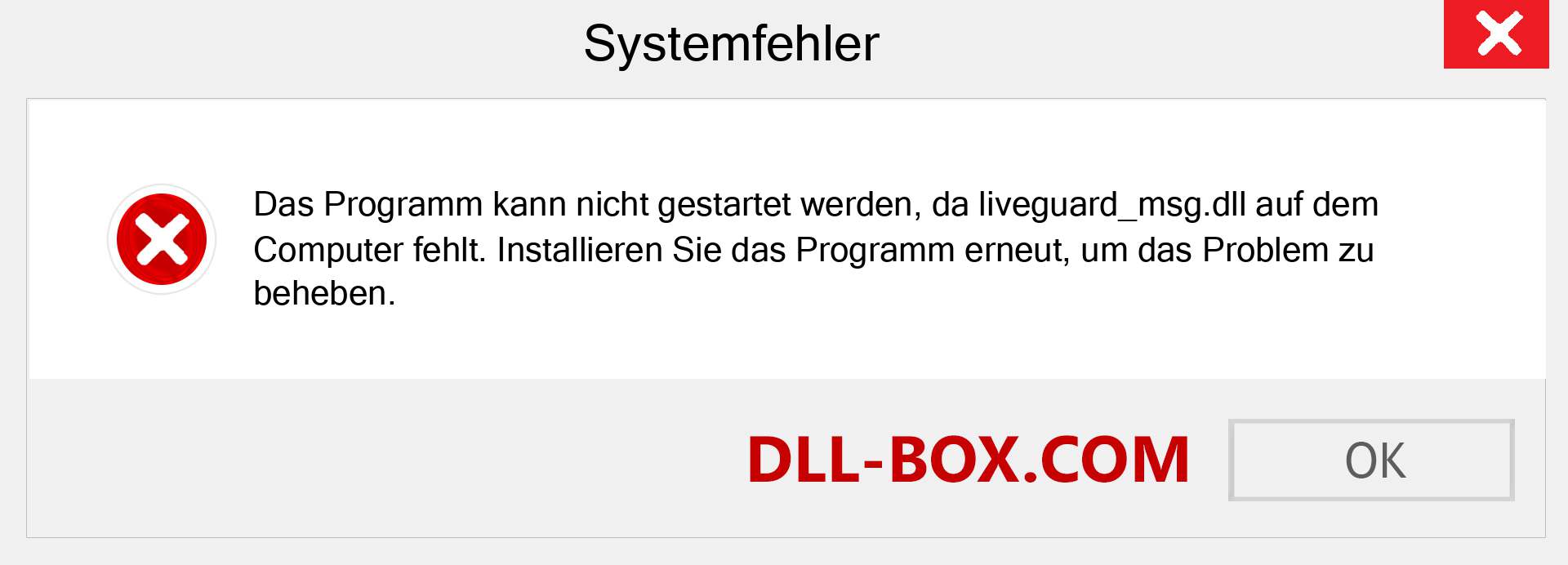 liveguard_msg.dll-Datei fehlt?. Download für Windows 7, 8, 10 - Fix liveguard_msg dll Missing Error unter Windows, Fotos, Bildern